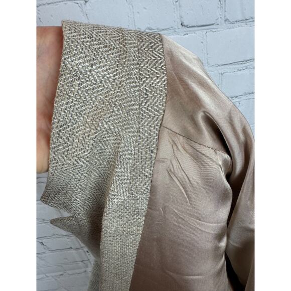 STAFFORD beige chevron 100% silk mens suit jacket blazer 48R - Picture 11 of 11